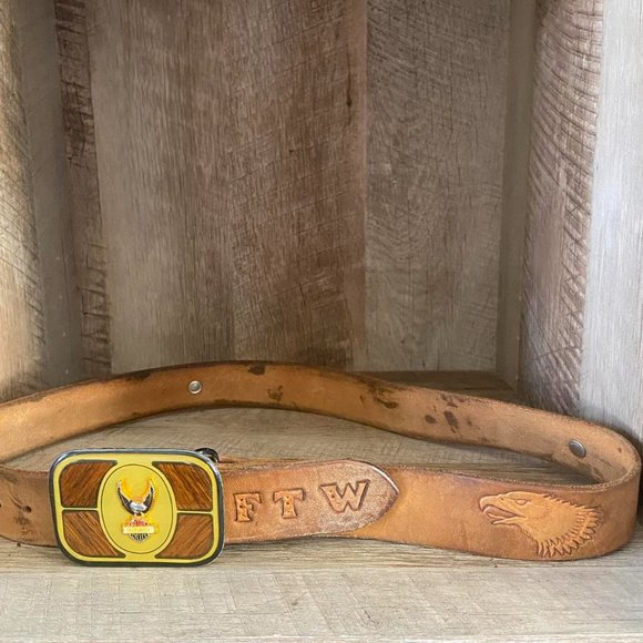 Harley-Davidson Other - Harley Davidson Belt Buckle Embossed Leather Belt Harmony Metal